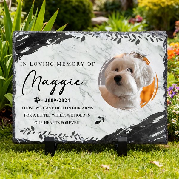 Personalizado Pet Memorial Foto Piedra Jardín con Nombre y Año Patio Decoración Pet Keepsake Regalo para los dueños de mascotas amantes del jardín