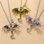 Personalizada Fantasía Dragón Rhinestone Collar Colgante con Nombre Misteriosa Joyería Cumpleaños Día de San Valentín Regalo para Pareja Amigo