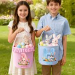 Panier de Pâques personnalisé avec le nom du lapin de Pâques, les initiales de la fleur, la grande capacité de la corbeille de Pâques avec le nom des oeufs de chasse Cadeau de Pâques pour les garçons 