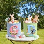 Panier de Pâques personnalisé avec le nom du lapin de Pâques, les initiales de la fleur, la grande capacité de la corbeille de Pâques avec le nom des oeufs de chasse Cadeau de Pâques pour les garçons 