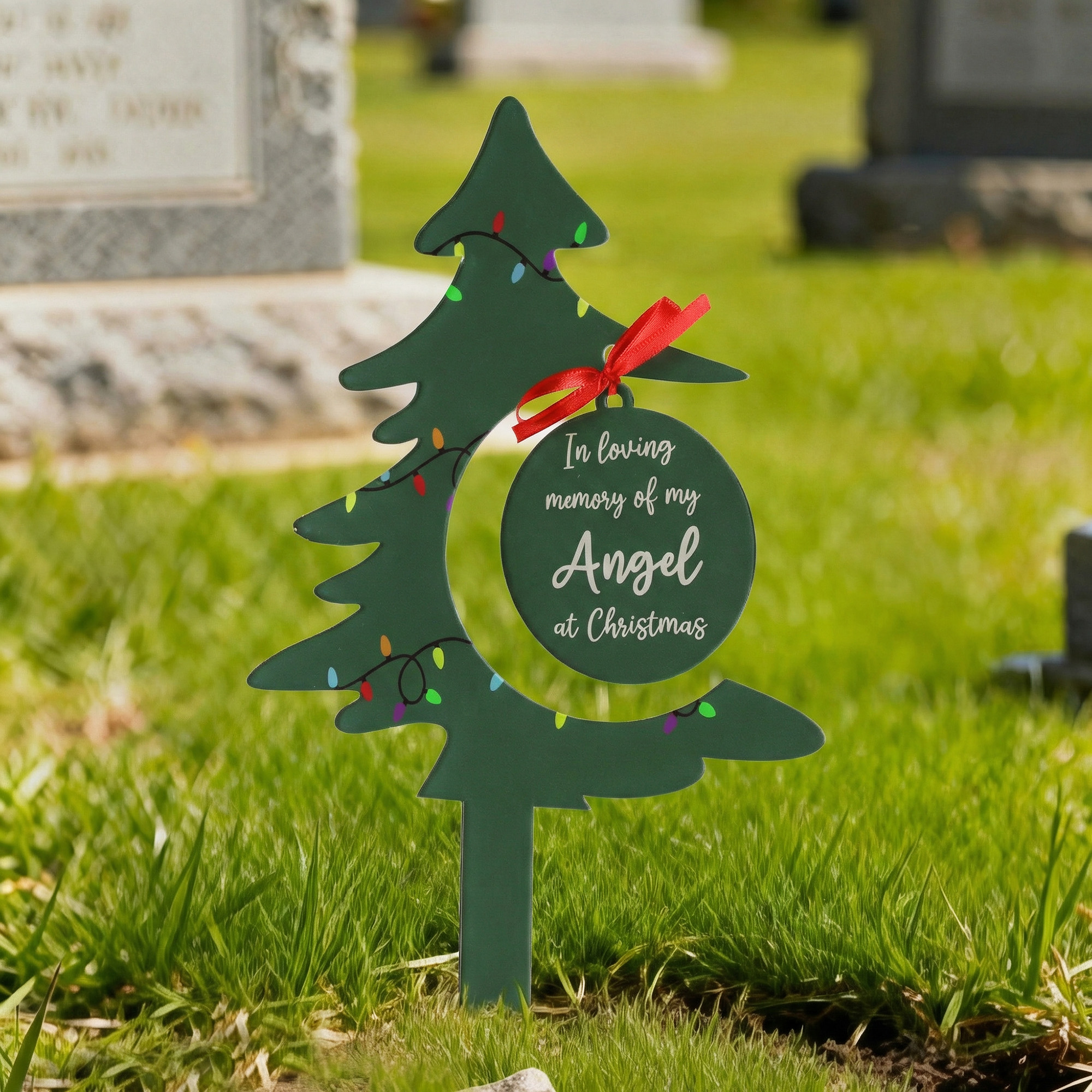 Arbre de Noël Personnalisé Acrylique Marqueur de Sépulture avec Nom Décoration de Sépulture Cadeau de Sympathie pour Perte d'Amour