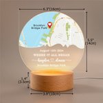 Personalisert Where It All Began Map LED-nattlys med trebase Navn Adresse og dato Jubileum Valentinsdag gave til par