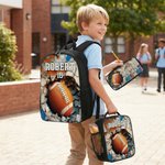 Personalised Basketball Baseball Crack Wall Backpack Lunch Bag Pencil Case Set with Name and Number Back to School Team Day Birthday Gift for Kids