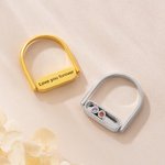 Anillo personalizado de plata de ley con doble piedra de nacimiento y texto Joyería delicada Regalo de cumpleaños de San Valentín para madre esposa