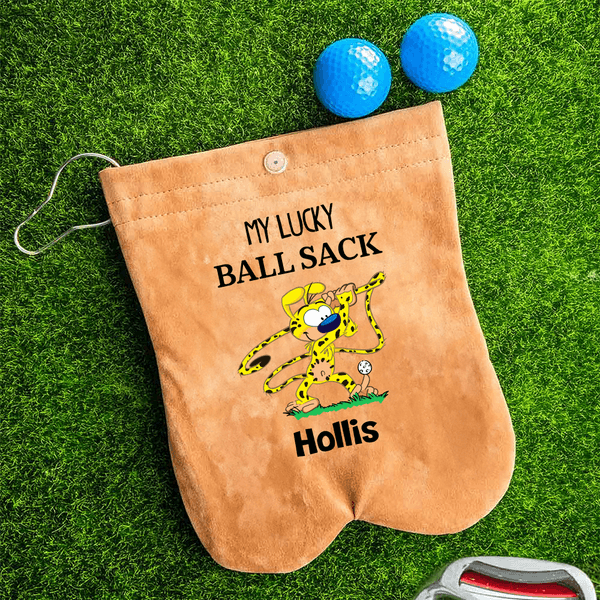 Personalized Long-Tailed Marsupilami Golf Ball Bag Sack with 2 Golf Balls Golf Accessories Birthday Gift for Golf Players | Callie × Marsupilami®