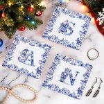 Personalized Toile De Jouy Snowman Santa Claus Nutcracker Ceramic Trinket Jewelry Dish with Name Daily Use Christmas Gift for Women