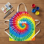 Personalised Colourful Tie-Dye Art Kid Adult Painting Baking Apron with Name and Front Pocket DIY Party Birthday Gift for Kids Family