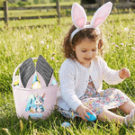 Gepersonaliseerd schattig konijntje met konijn naam streep paasmandje met initiële eieren jagen Party Favor paasgeschenk voor kinderen