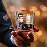 Decantador de whisky personalizado con el nombre y el número de un personaje de béisbol de dibujos animados Regalo de cumpleaños para los amantes del béisbol