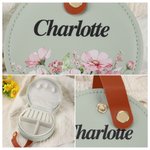 Personalized Birth Flower Portable PU Leather Hand-Held Jewelry Case with Name Birthday Wedding Gift for Women Bridesmaids