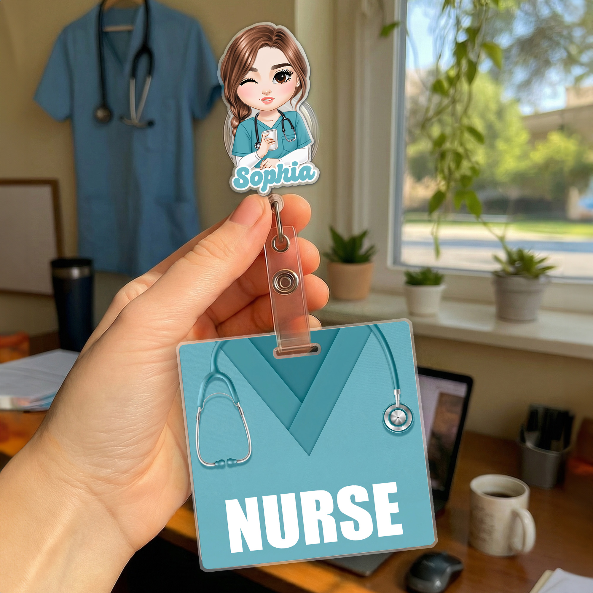 Badge personnalisé en acrylique avec nom et titre Cadeau de la semaine de l'infirmière pour médecin, infirmière et personnel médical