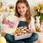 Personalised Cartoon Bunny Ears Kid Character Tin Storage Box with Initial and Name Daily Use Easter Gift for Boys Girls