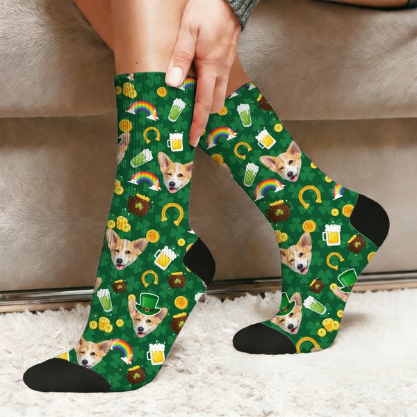 Personalizada Foto Avatar Día de San Patricio Tema Calcetines Cumpleaños Aniversario Regalo para Amigos Familia