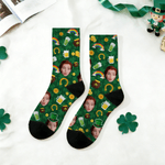 Personalized Photo Avatar Saint Patrick's Day Theme Socks Birthday Anniversary Gift for Friends Family