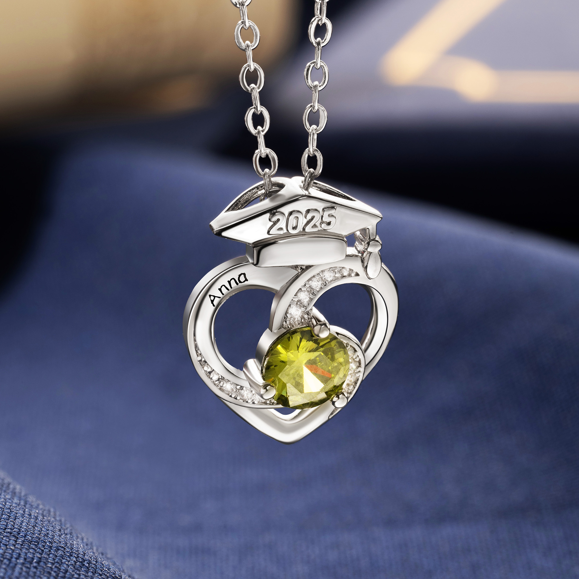 Collier de pierres de naissance pour bonnet de fin d'études personnalisé avec nom Bijoux délicats Cadeau commémoratif de fin d'études pour les diplômés