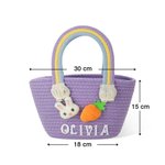 Gepersonaliseerde Schattige Paashaas Mand van Katoen met Worteldecoratie en Naam Favoriet Cadeau voor Paaseierenjacht en Kinderfeestjes