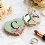 Personalized Birth Flower Butterfly Compact Heart Round Square Makeup Mirror with Initial and Name Birthday Wedding Party Gift for Women