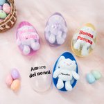 Uovo di Pasqua capiente personalizzato con nome e coniglietto in peluche da appendere - Regalo ideale per Pasqua per bambine e ragazze