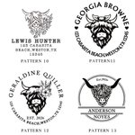 Personalised Farm Highland Cow Theme Book Envelope Embosser Stamp and Storage Bag with Name and Address Wedding Gift for Cow Lover Book Lover