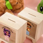 Gepersonaliseerde You Are Mini Boss Cartoon Kid Houten Spaarpot Spaarvarken met Naam Terug naar School Verjaardag Kinderdag Cadeau voor kinderen