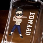 Personalized Baseball Cartoon Character Whiskey Decanter with Name Father's Day Birthday Gift for Baseball Players Whiskey Lovers