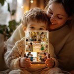 Luce notturna personalizzata LED con 6 foto, nome e testo, base in legno - Regalo di San Valentino o compleanno per coppie, amici e familiari