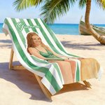Personalised Artistic Painting Photo Quick Dry Oversized Stripe Beach Towel with Name Summer Travel Essential Birthday Gift for Family Friend