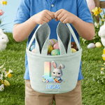 Gepersonaliseerd schattig konijntje met konijn naam streep paasmandje met initiële eieren jagen Party Favor paasgeschenk voor kinderen