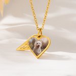 Personalized Heat-Activated Hidden Photo Angel Wing Heart Necklace with Engraved Text Memorial Sympathy Gift for Women