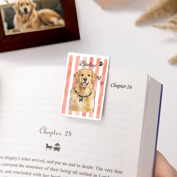 Personalisierte Aquarell Streifen Haustier Foto magnetische Lesezeichen Clip mit Namen täglichen Gebrauch Geburtstag Lesen Geschenk für Tierliebhaber Besitzer Bücherwürmer