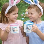 Personalisierte 355 ml Emaille Tasse im niedlichen Kaninchen-Design mit Namen und Initiale Ostern Geschenk für Jungen Mädchen