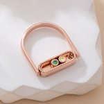 Anillo personalizado de plata de ley con doble piedra de nacimiento y texto Joyería delicada Regalo de cumpleaños de San Valentín para madre esposa