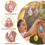 Personalized Cute Bunny Chick Multicolour Plastic Hanging Easter Egg Ornaments with Name Pack of 12 Pcs Home Outside Decor Easter Gift for Kids Family