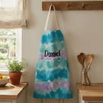 Personalised Colourful Tie-Dye Art Kid Adult Painting Baking Apron with Name and Front Pocket DIY Party Birthday Gift for Kids Family
