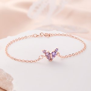 Personalised Butterfly Birthstone Bracelet Dainty Jewellery Birthday Mother's Day Anniversary Gift for Women Moms