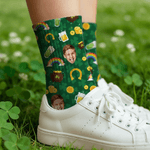 Personalized Photo Avatar Saint Patrick's Day Theme Socks Birthday Anniversary Gift for Friends Family