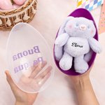 Uovo di Pasqua capiente personalizzato con nome e coniglietto in peluche da appendere - Regalo ideale per Pasqua per bambine e ragazze