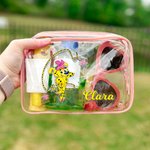 Personalized Cute Long Tailed Marsupilami Flower Cosmetic Bag Daily Use Birthday Christmas Gift for Her | Callie × Marsupilami®