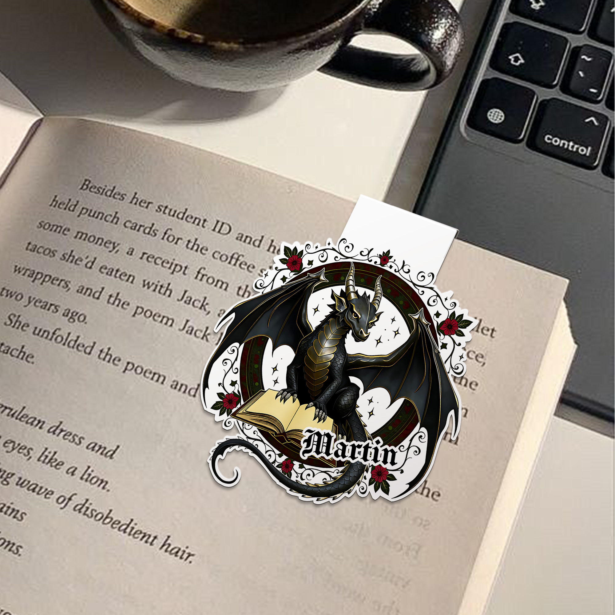 Marque-page magnétique Dragon personnalisé avec nom Lecture quotidienne Cadeau de fête pour les amoureux du livre Dragon Lovers Bookworms