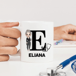 Personlig sykepleier lege tegneserie karakter keramisk kaffekrus med navn Daglig bruk bursdagsgave til medisinsk personale