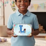 Personalised Cartoon Bunny Ears Kid Character Tin Storage Box with Initial and Name Daily Use Easter Gift for Boys Girls