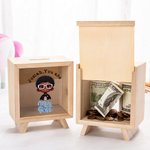 Gepersonaliseerde You Are Mini Boss Cartoon Kid Houten Spaarpot Spaarvarken met Naam Terug naar School Verjaardag Kinderdag Cadeau voor kinderen