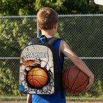 Personalised Basketball Baseball Crack Wall Backpack Lunch Bag Pencil Case Set with Name and Number Back to School Team Day Birthday Gift for Kids