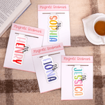 Henkilökohtainen värikäs nimi Magneettinen kirjanmerkki Clip otsikko Book Club syntymäpäivälahja opettajille kirjan ystäville