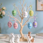 Personalized Cute Bunny Chick Multicolour Plastic Hanging Easter Egg Ornaments with Name Pack of 12 Pcs Home Outside Decor Easter Gift for Kids Family