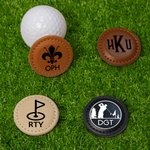 Personalisierte Golf-Thema Monogramm magnetische PU Leder Golf Ball Marker mit Namen und Initialen Satz von 2 Golf Club Geburtstag Geschenk für Golfliebhaber Golfer