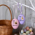 Personalized Cute Bunny Chick Multicolour Plastic Hanging Easter Egg Ornaments with Name Pack of 12 Pcs Home Outside Decor Easter Gift for Kids Family