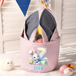 Gepersonaliseerd schattig konijntje met konijn naam streep paasmandje met initiële eieren jagen Party Favor paasgeschenk voor kinderen