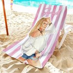 Personalised Artistic Painting Photo Quick Dry Oversized Stripe Beach Towel with Name Summer Travel Essential Birthday Gift for Family Friend