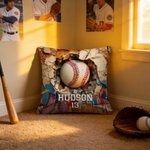 Personalized Ball Sport Design Soft Throw Pillow Cover with Name and Number Home Decor Birthday Gift for Ball Players Lovers